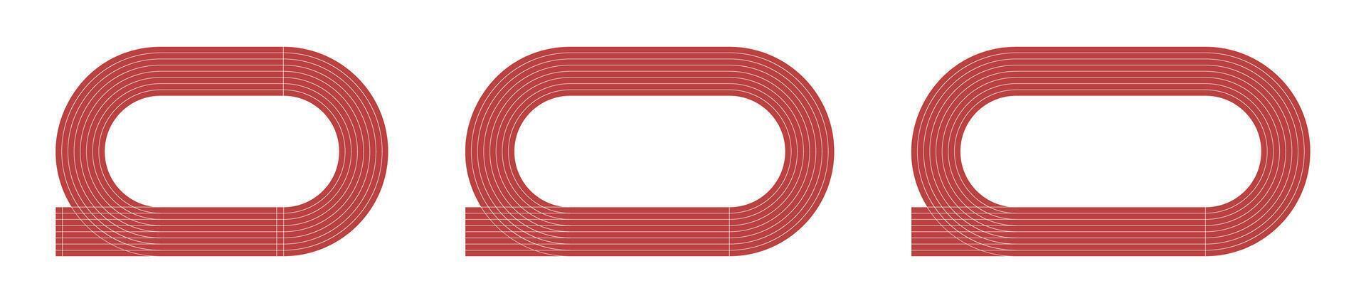 Athletic track field stadium with running lanes from top view. Flat illustration isolated on white background. vector