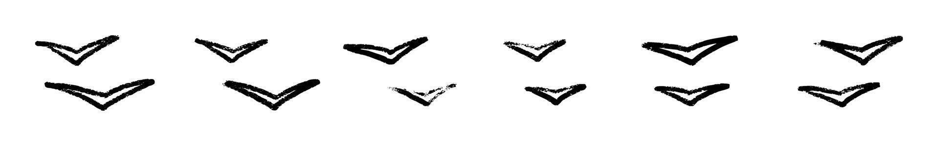 Minimalist flying bird outline in crayon style, simple nature illustration. Flat illustration isolated on white background. vector