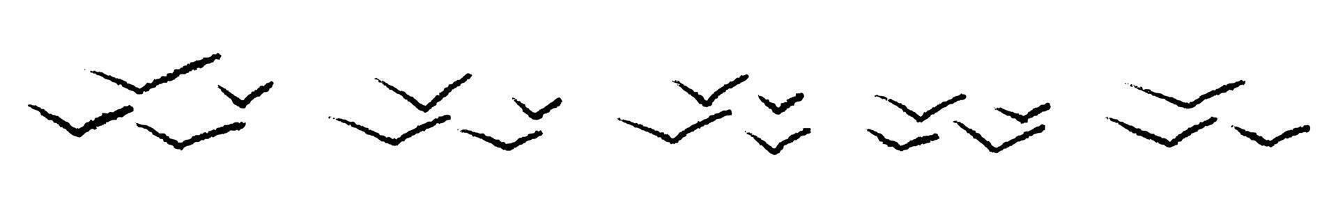 Brush-style bird in flight with crayon texture, artistic freedom symbol. Flat illustration isolated on white background. vector