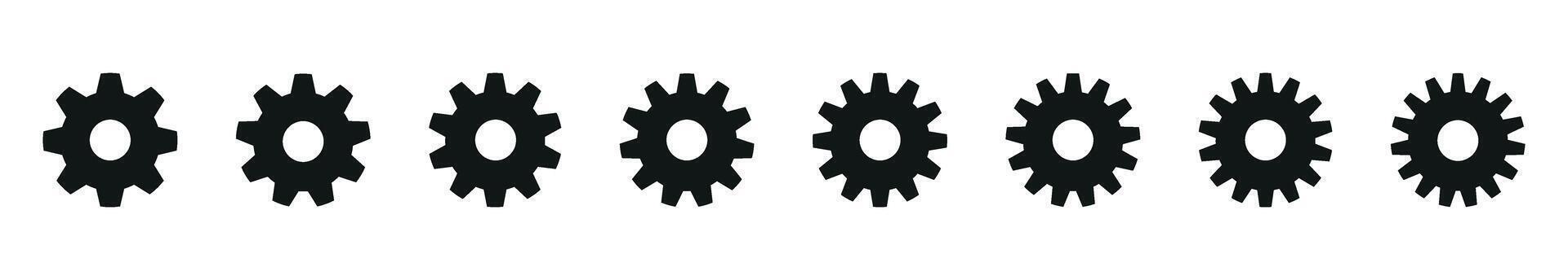 gear set with golden cogwheels. Mechanical transmission and factory chain elements. Flat illustration isolated on white background. vector