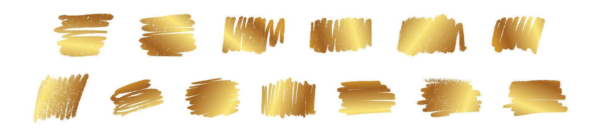 Transparent gold paint with glitter strokes. Luxury foil shine and festive confetti pattern. Flat illustration isolated on white background. vector