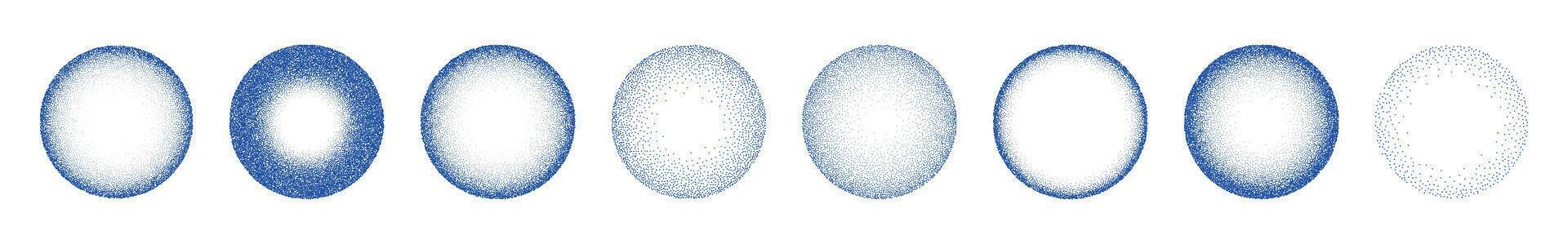 Gradient dot noise with Y2K aesthetic. Abstract grainy shapes and paint splatter effects. Flat illustration isolated on white background. vector