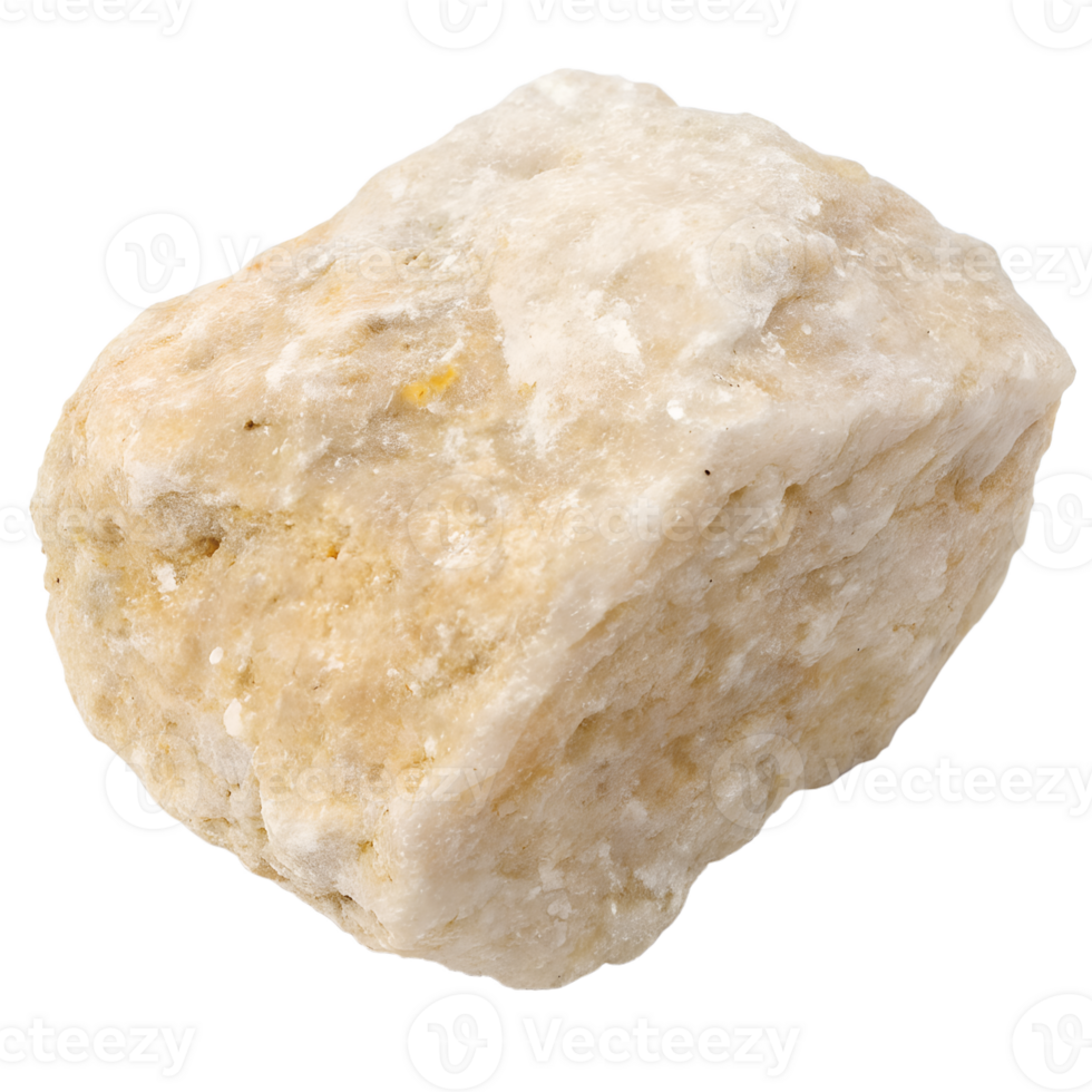 A rare light-colored rock composed mostly of carbonate minerals, smooth and granular. On transparent background png