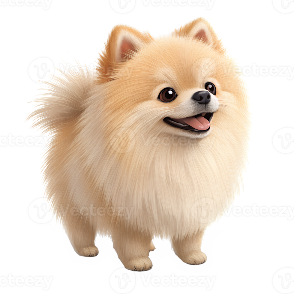 3D Illustration, Minimalistic Happy Pomeranian dog close-up animal pomeranian expression isolated on a transparent background png