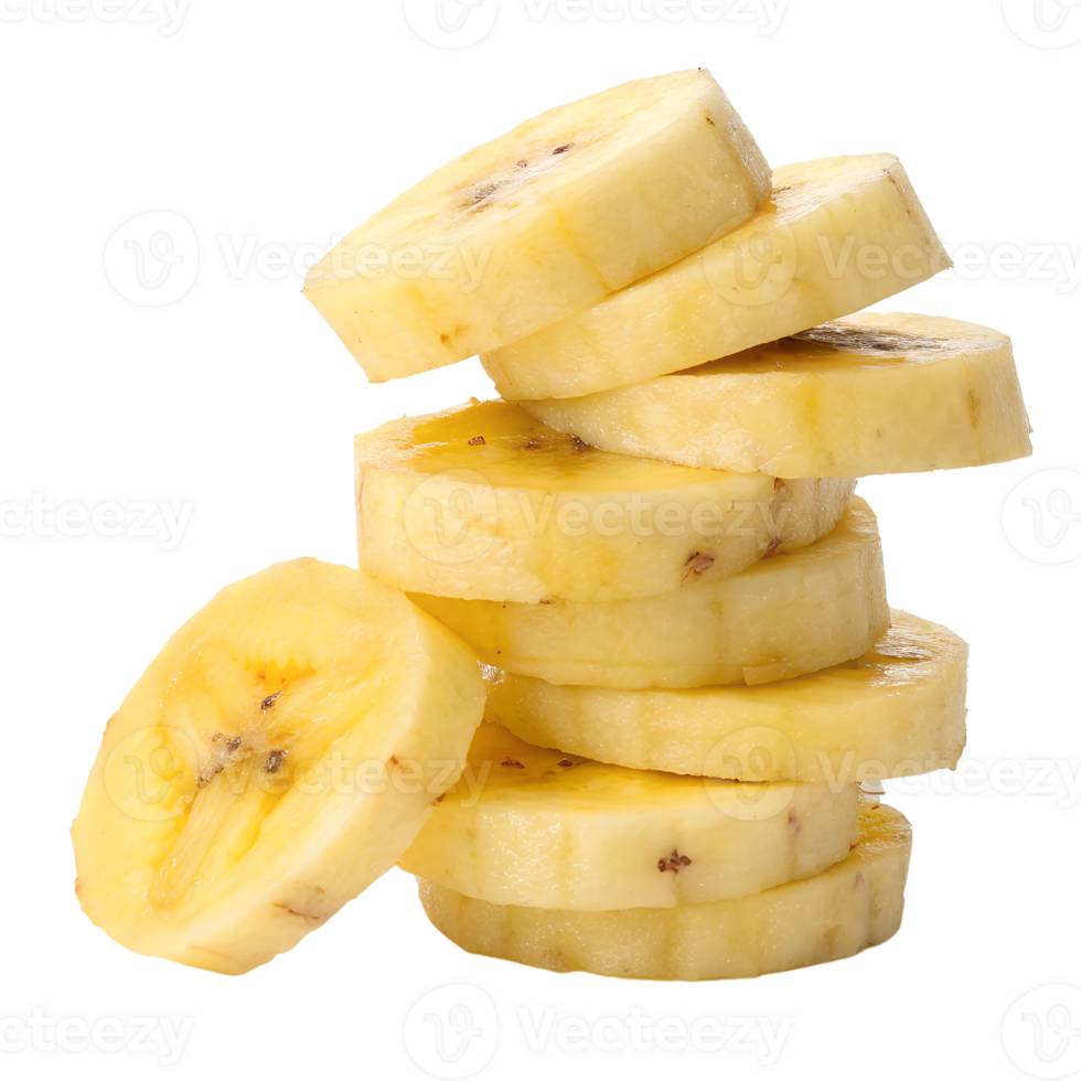A stack of Banana slices with a transparent background, stacked unevenly png