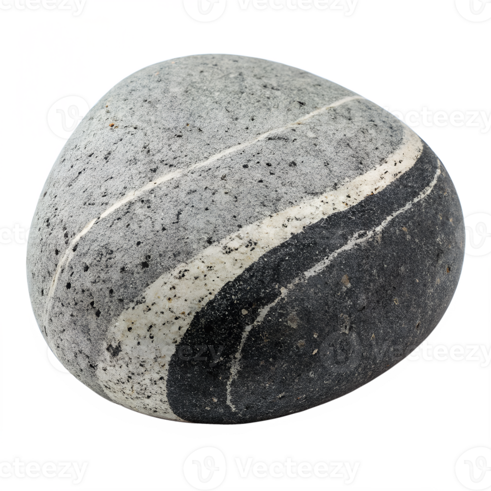 A gray and black andesite rock with a slightly speckled appearance, intermediate texture between basalt and granite. Isolated on transparent background png