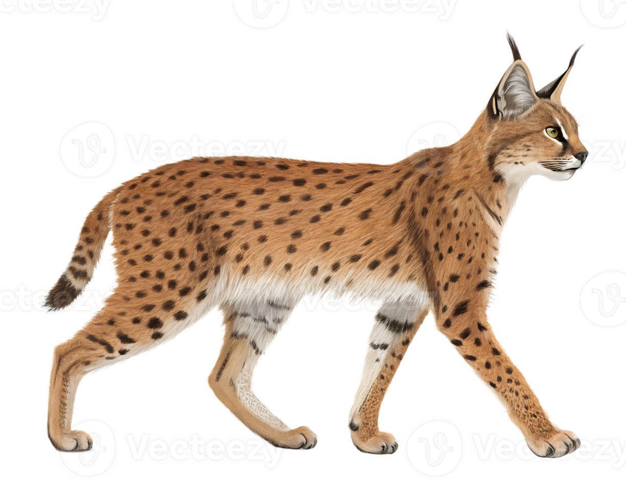 3D Illustration, Caracal walking, isolated on a transparent background png
