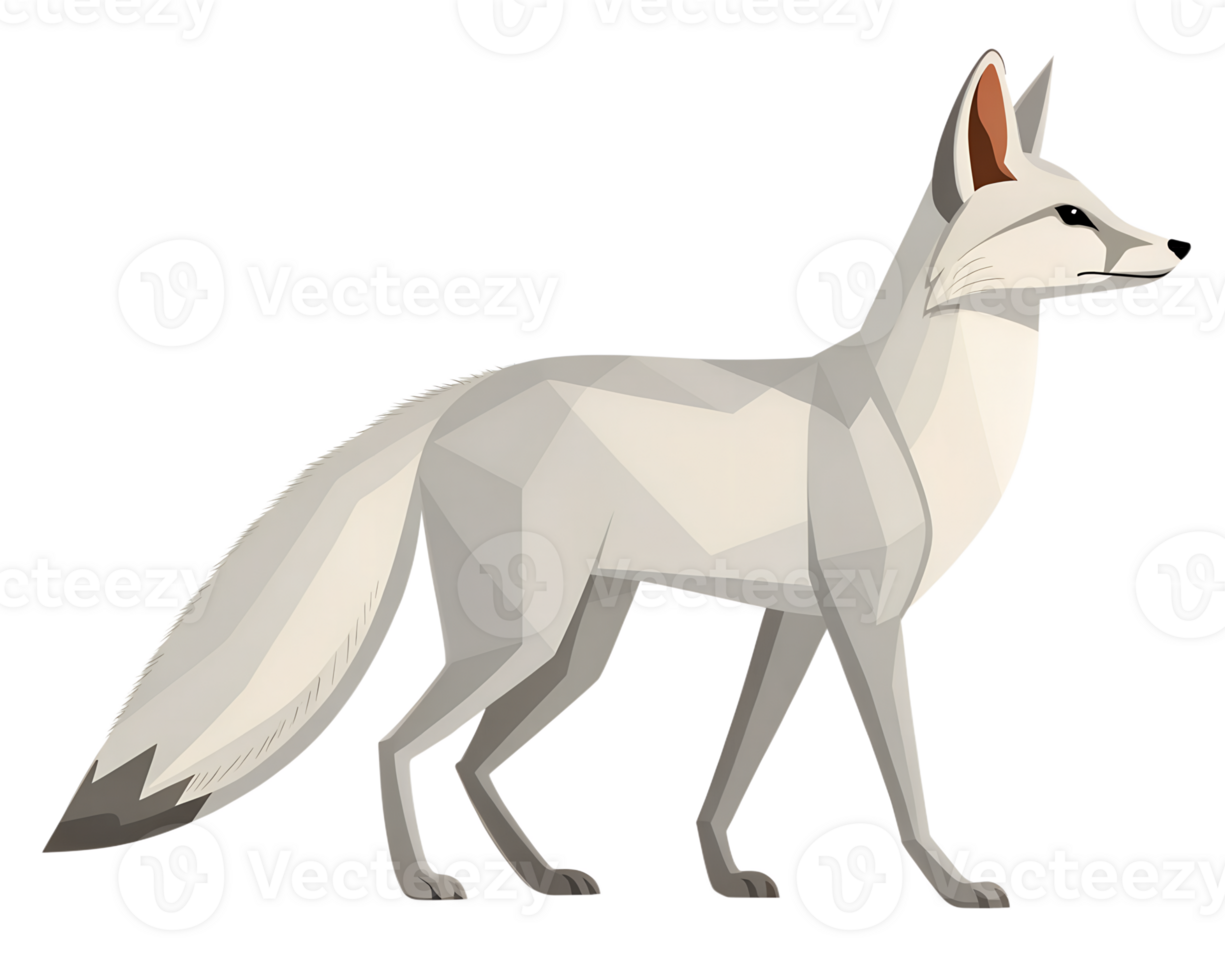 3D, Minimalistic Corsac Fox standing, isolated on a transparent background png