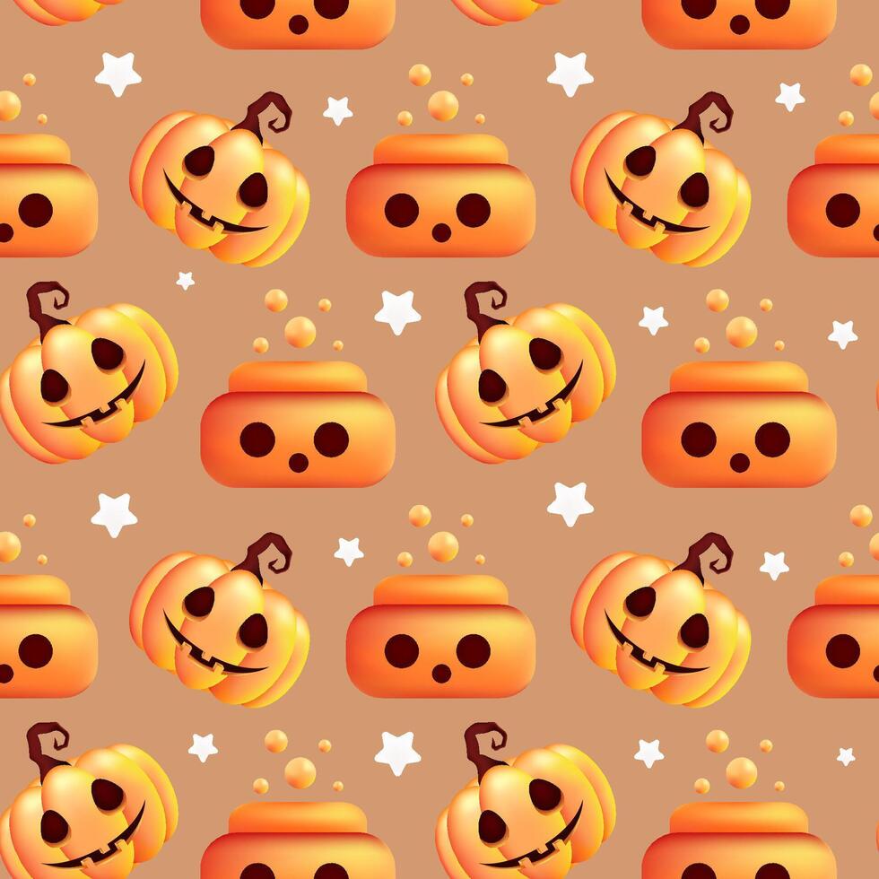 Happy Halloween seamless pattern. Scary pumpkin with potion. Holiday illustration vector