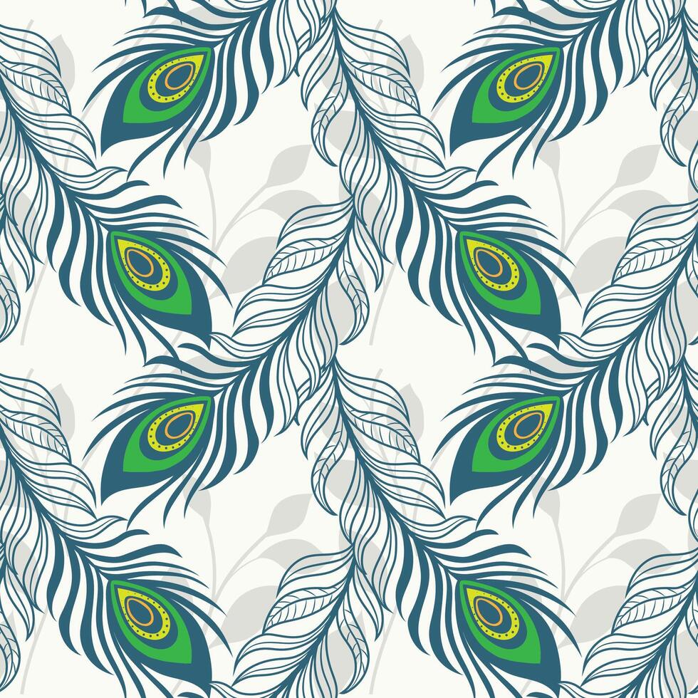 peacock feather makes a seamless pattern elegant floral background. Abstract geometric texture. vector