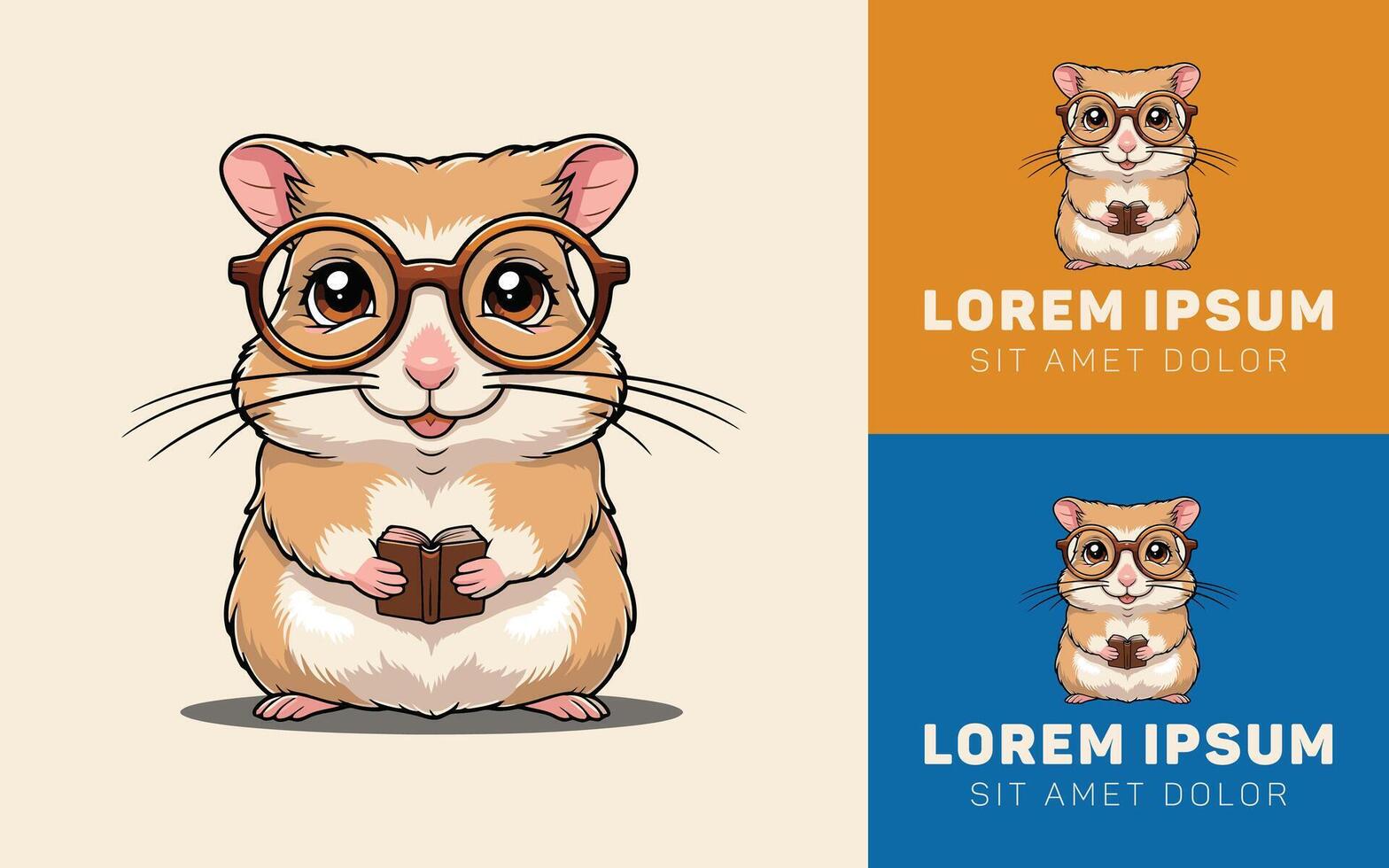 kawaii chibi small hamster cute icon design vector