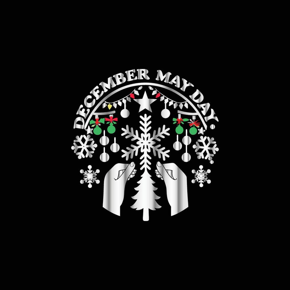 a black background with a white christmas tree and a snowflake vector