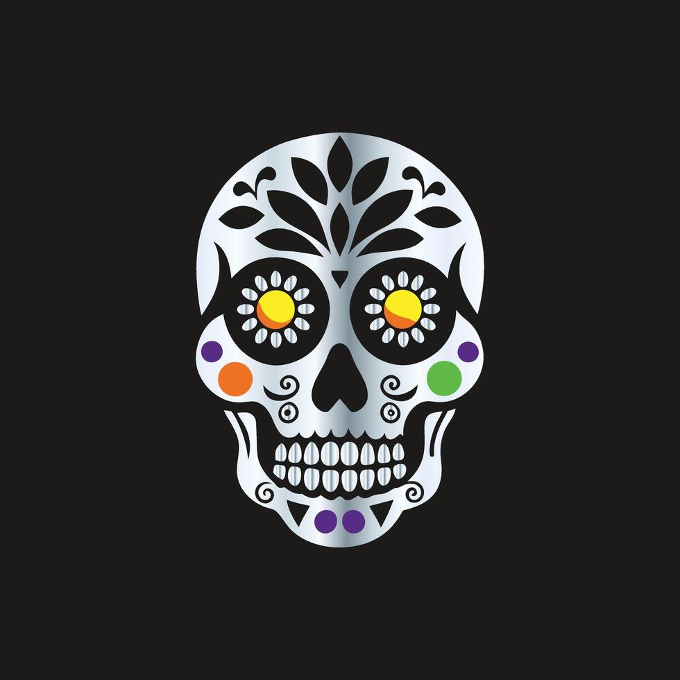 a sugar skull with colorful flowers on it vector