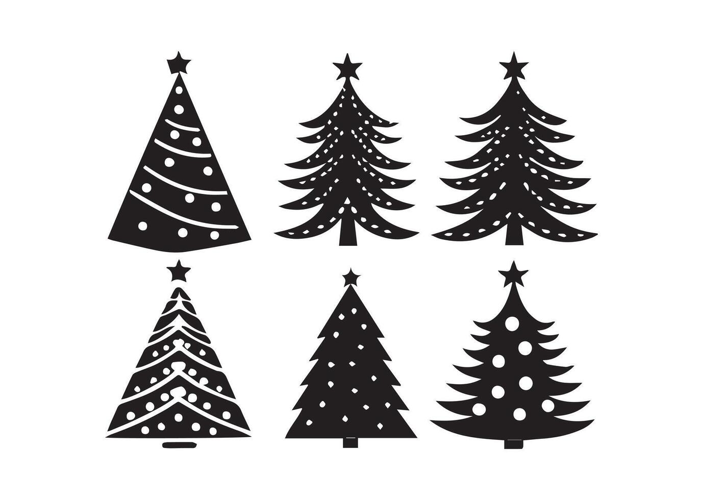 Christmas Tree Silhouette Set vector