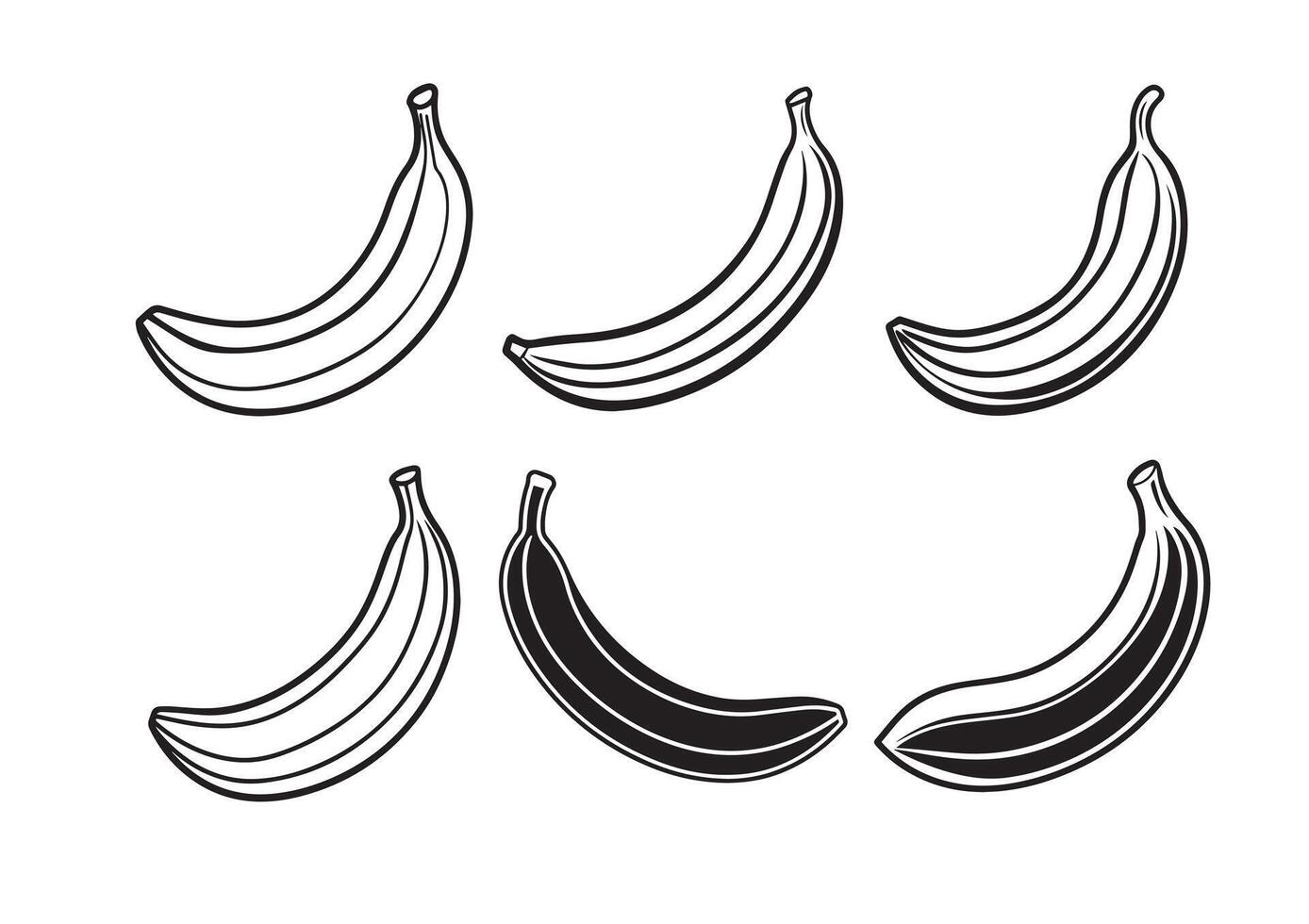hand drawn banana Set vector