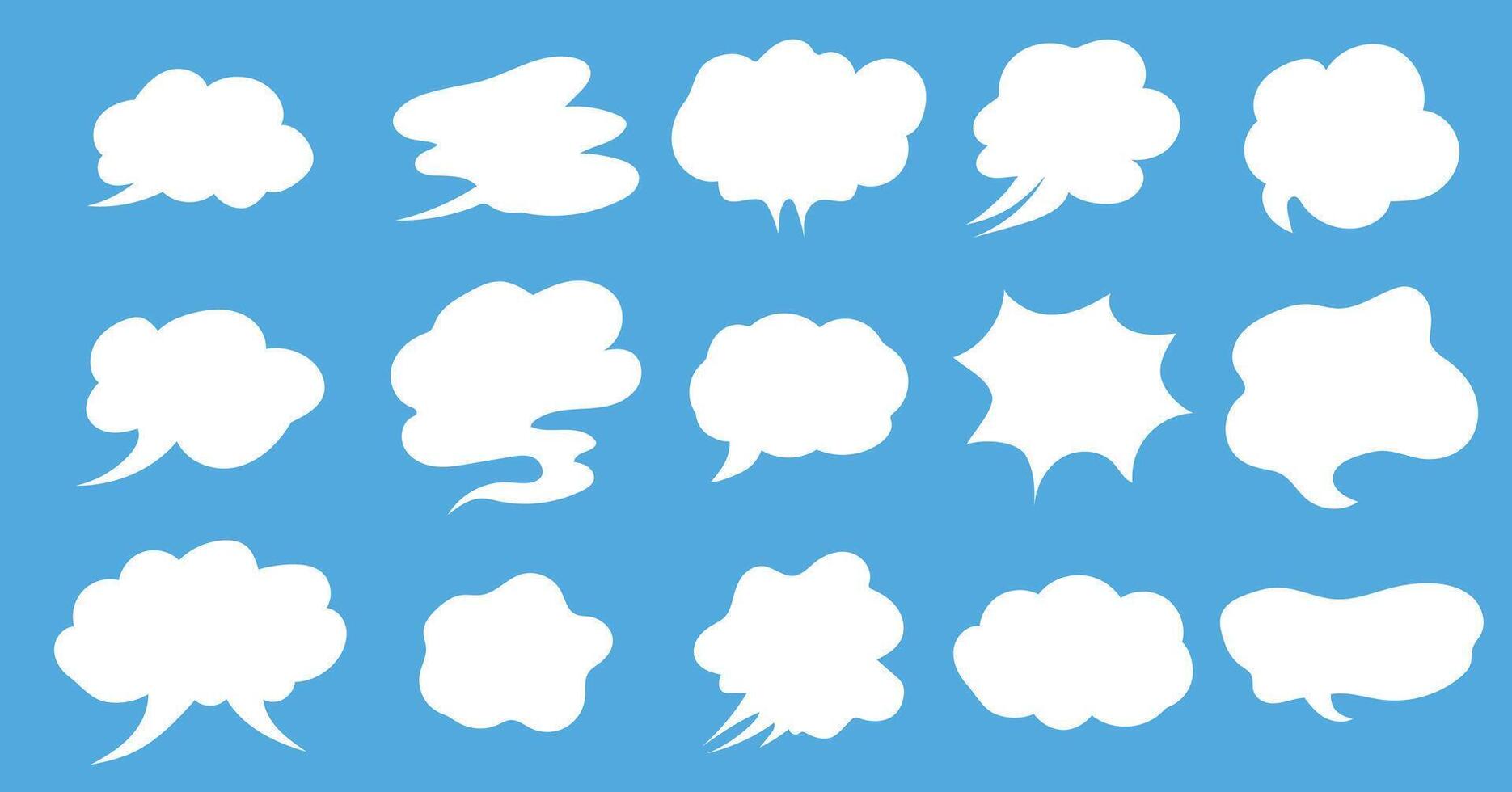 Speech bubble, set white steam effect, clouds vector