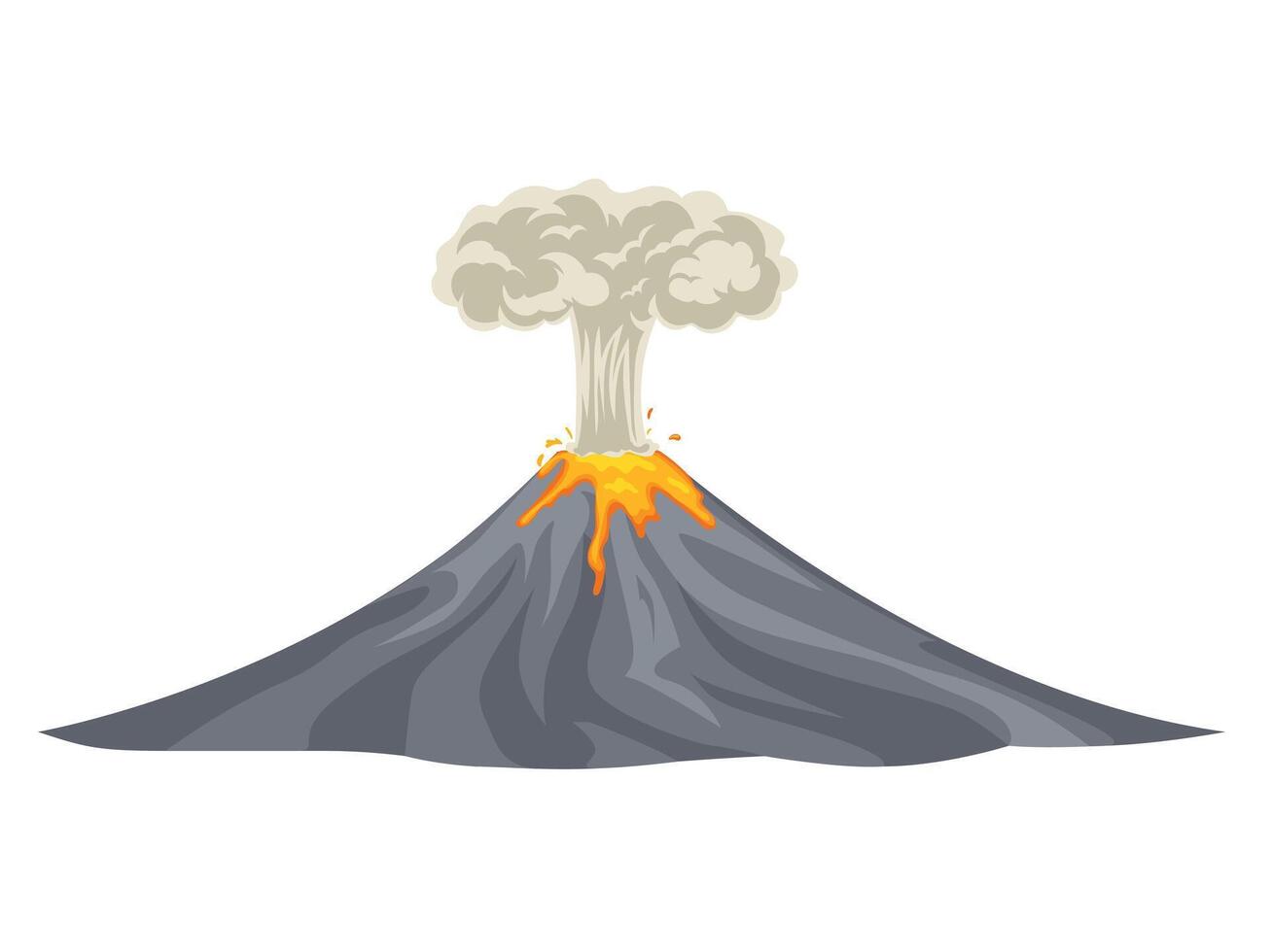 Volcanic eruption, Active mountains, explosions with lava and smoke vector