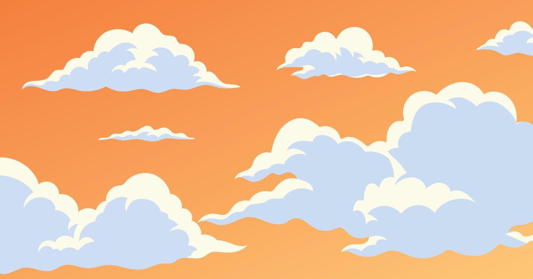 clouds with orange sky in the afternoon vector