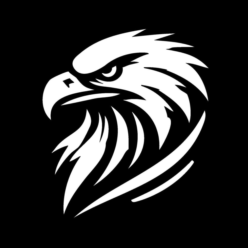 Aggressive Eagle Head in White Line Art vector