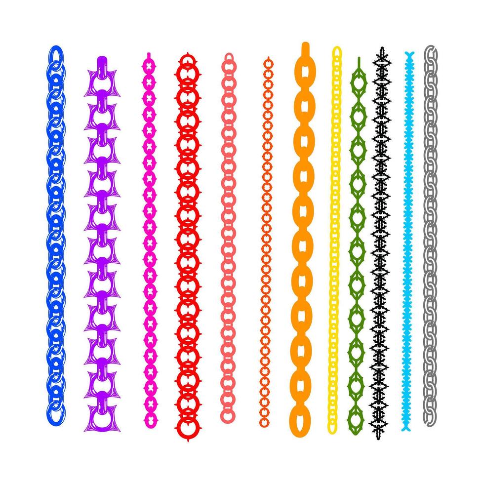 Chain pattern brush set, editable colors and separate file. vector