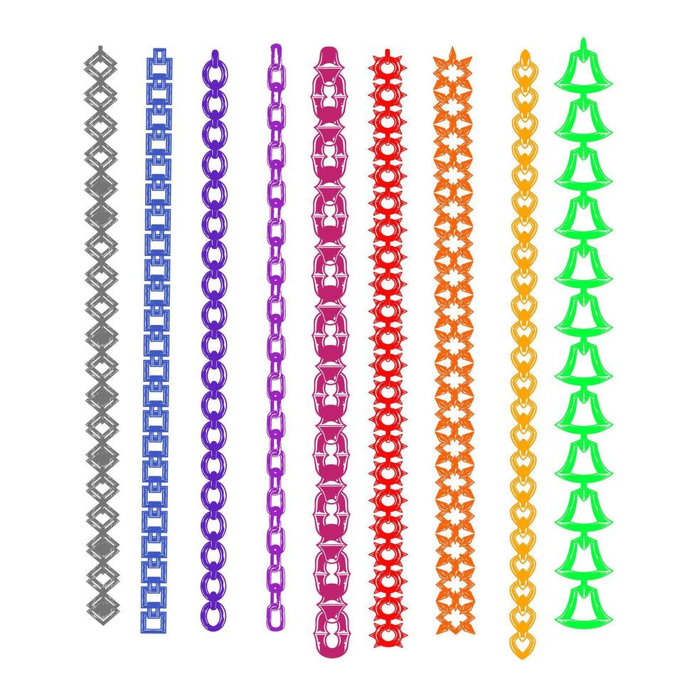 Chain pattern set, editable colors and separate files vector