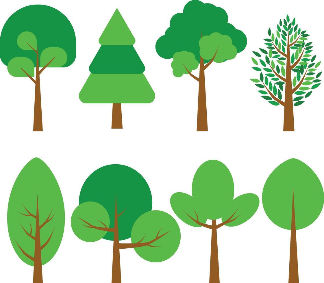 Trees Flat Illustration Icon, Collection of Nature Object vector