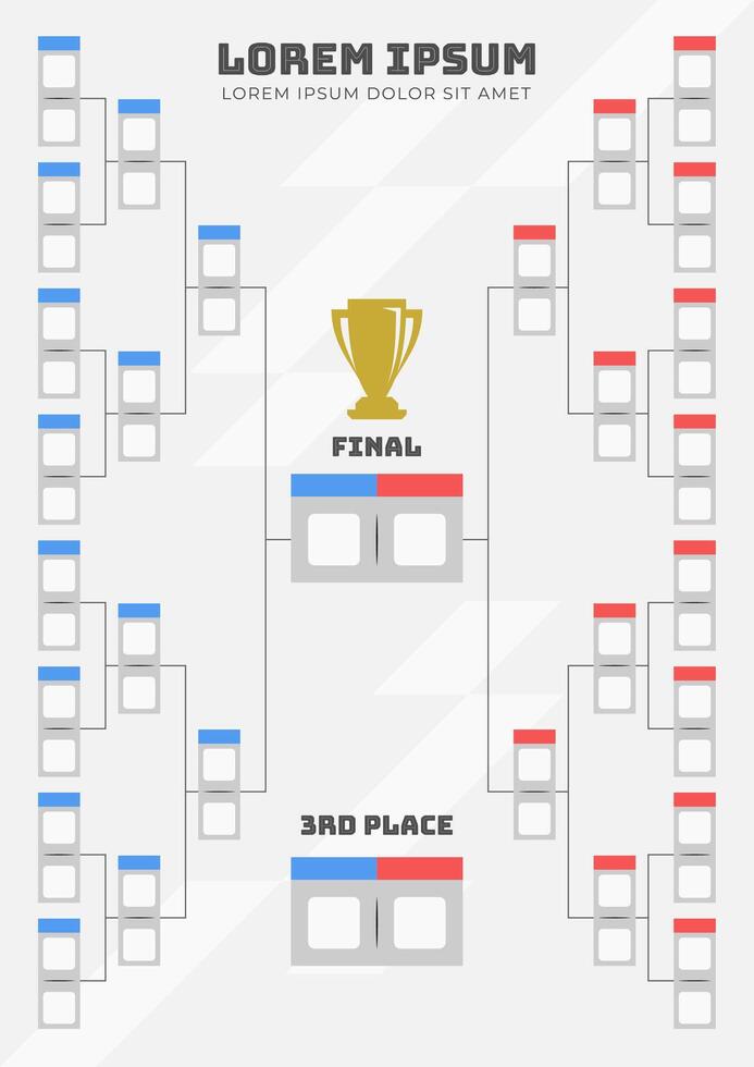 Tournament Bracket with 32 Team for Knock Out Championship Event vector