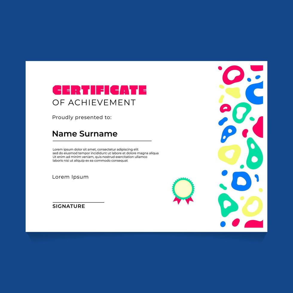 Certificate Template Design with Abstract Splash Liquid Border vector