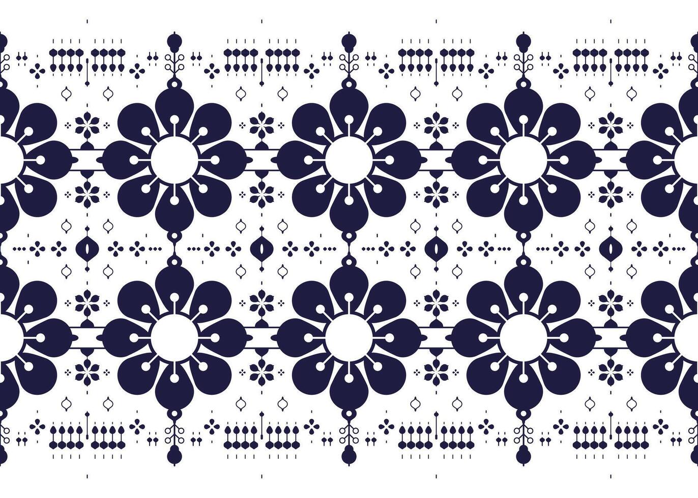 luxury design of ethnic fabric seamless pattern, blue and white style, design for cloth vector