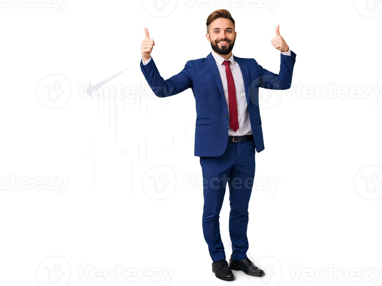 Businessman showing thumbs up with financial graph representing growth and success png