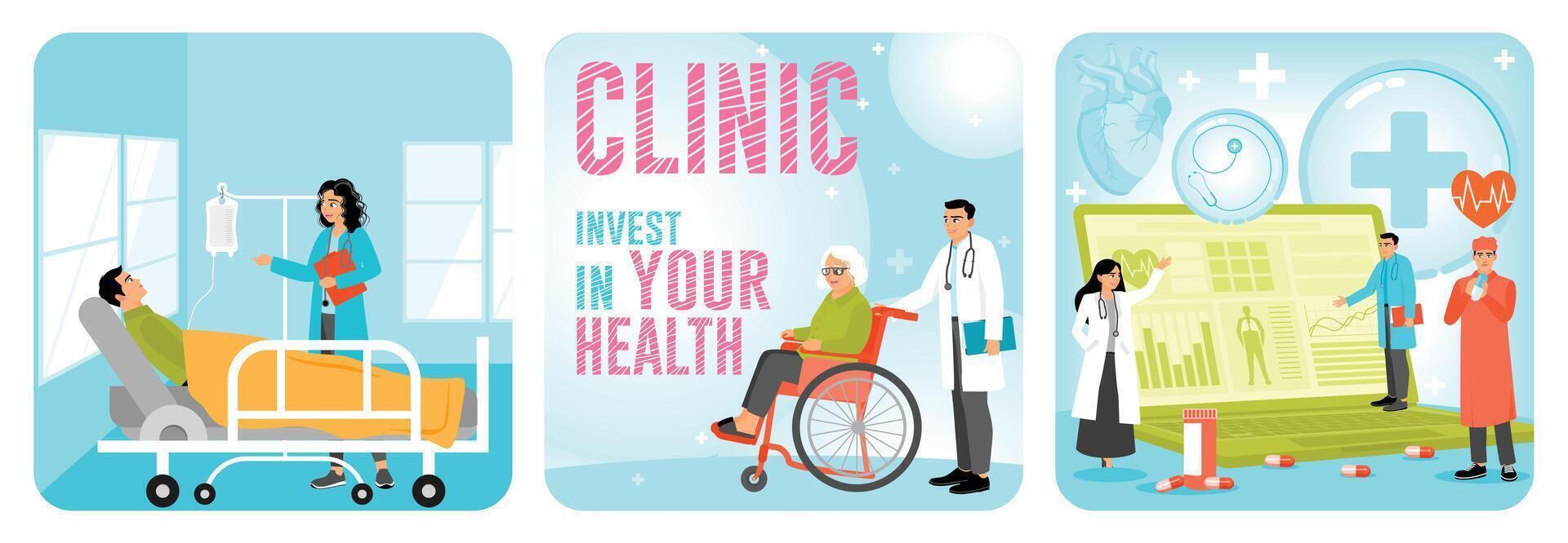 Doctor Visiting a Patient. Healthcare Facility. Healthcare Professionals with Medical Technology. vector