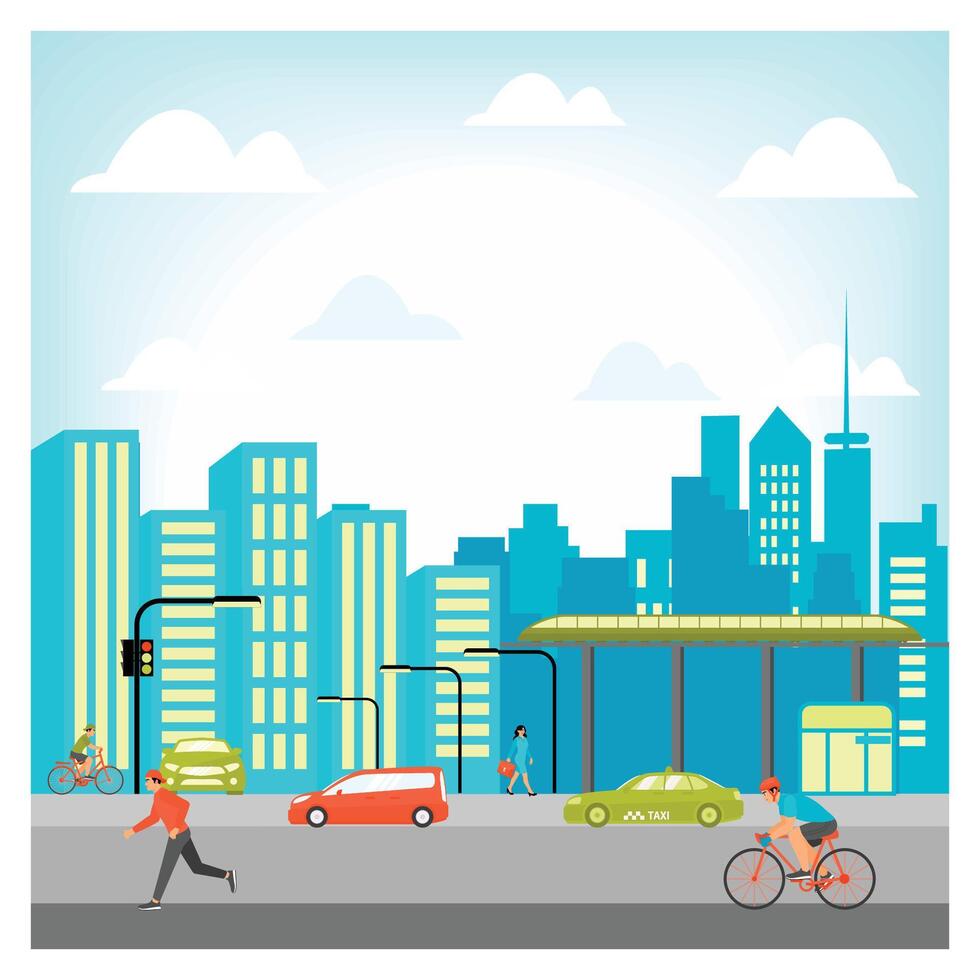 Renewable Electrified City Transports and Electric Bikes. vector