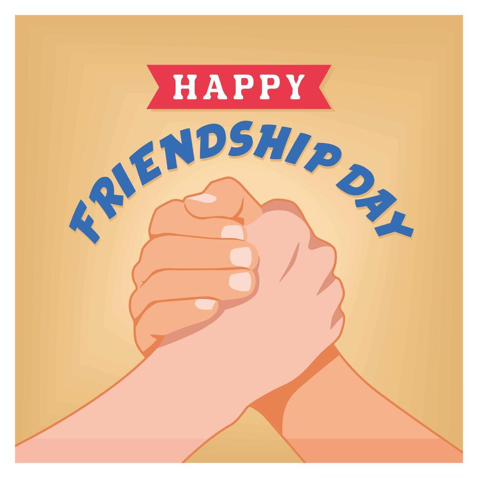 Happy Friendship Day Celebration with Hands Shaking in Unity and Support. vector