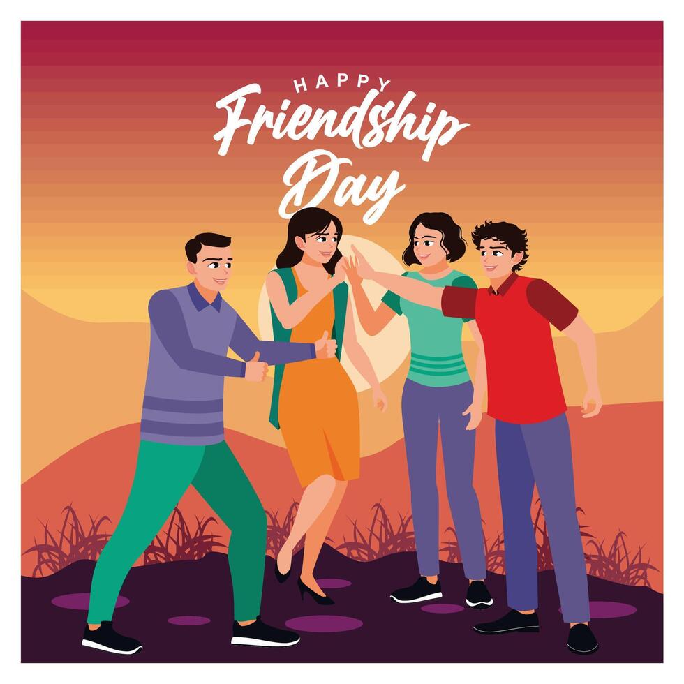 Greeting Card. Happy International Friendship Day Concept. vector