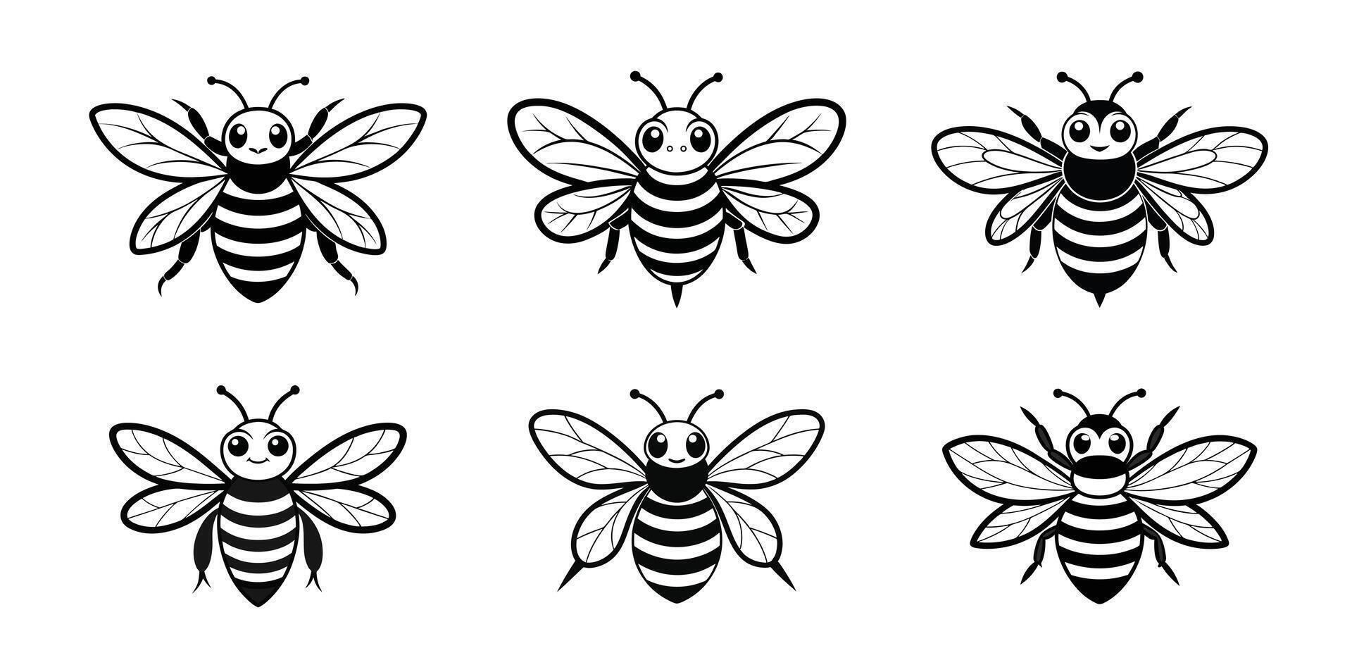 Bee icon set vector