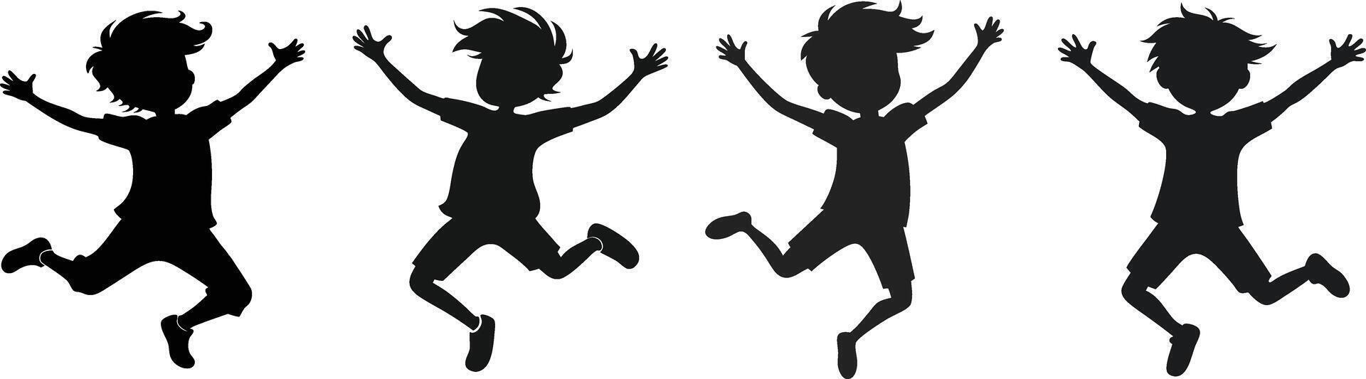 Four silhouettes of people jumping in the air vector