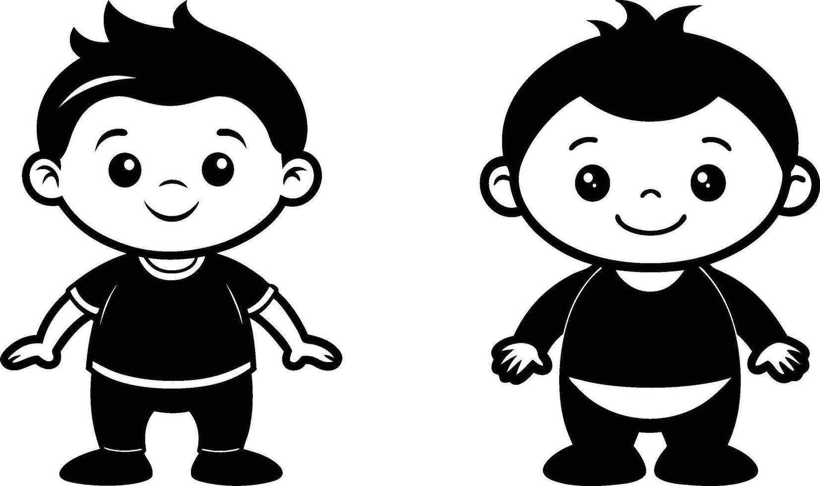 Two cartoon boys standing next to each other vector