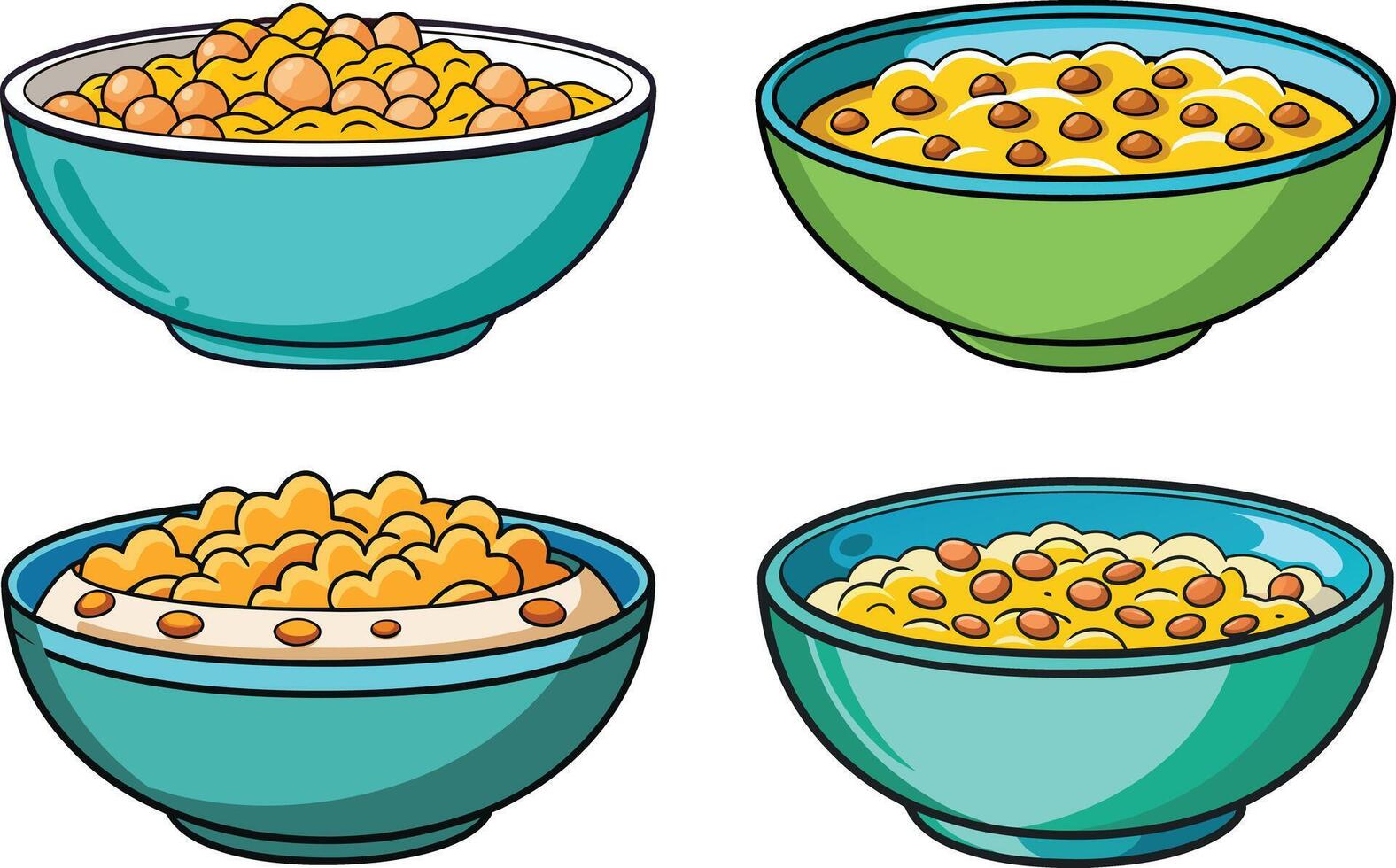Corn flakes cereal bowl set illustration vector