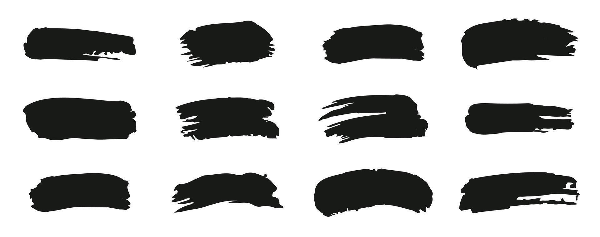 A set of black brush strokes on a white background vector