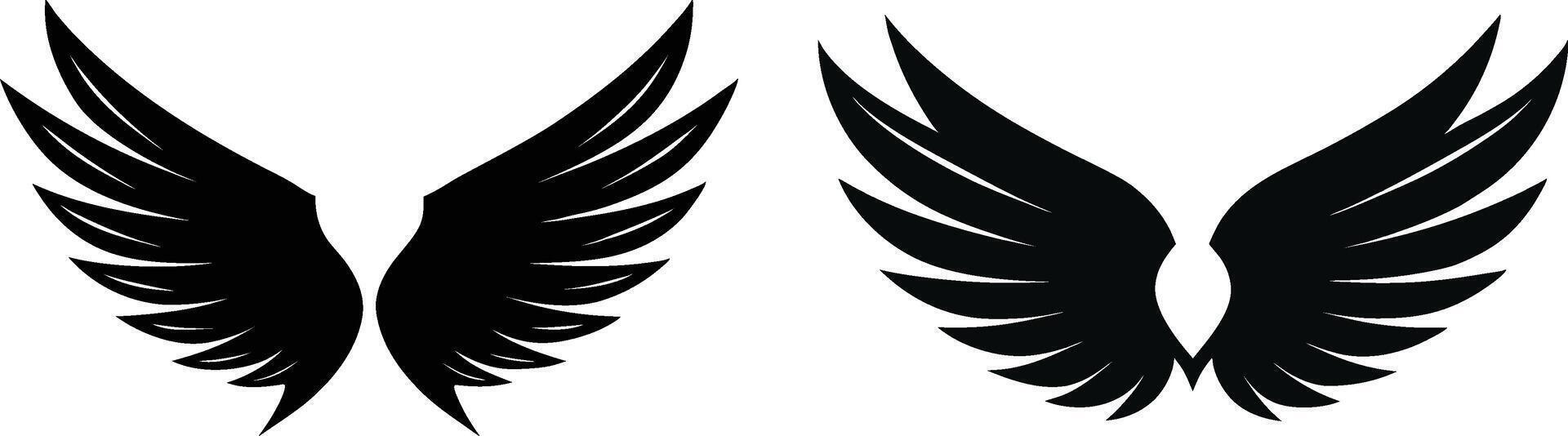 Two black wings on a white background vector