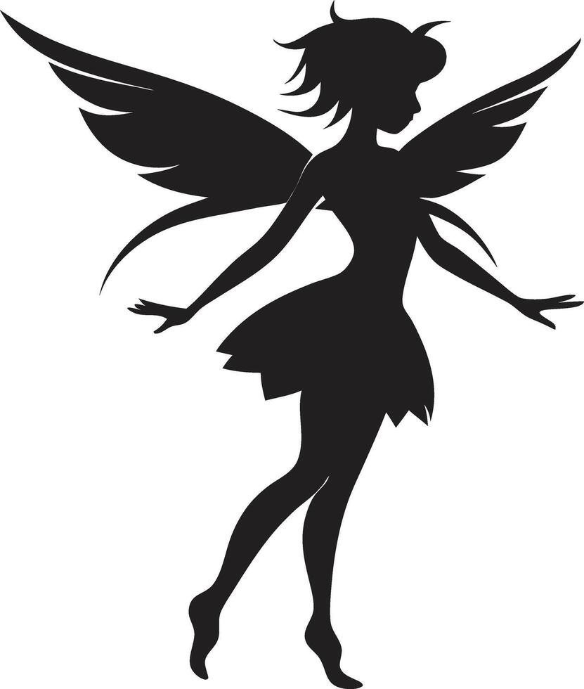 A silhouette of a fairy with wings vector