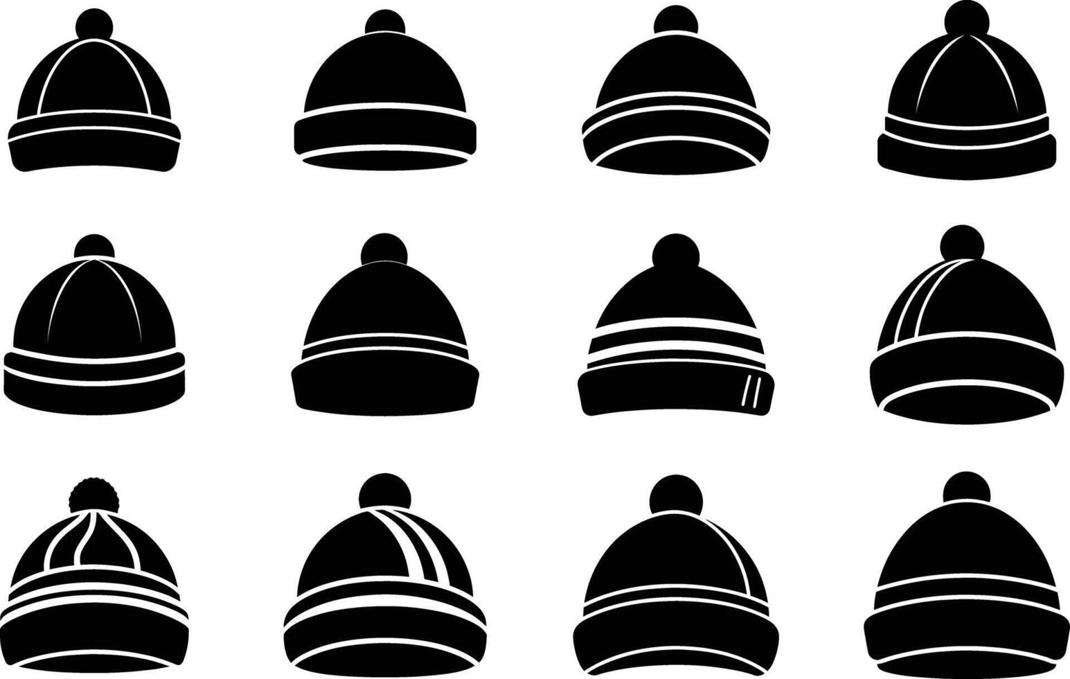 Winter hats icon set vector