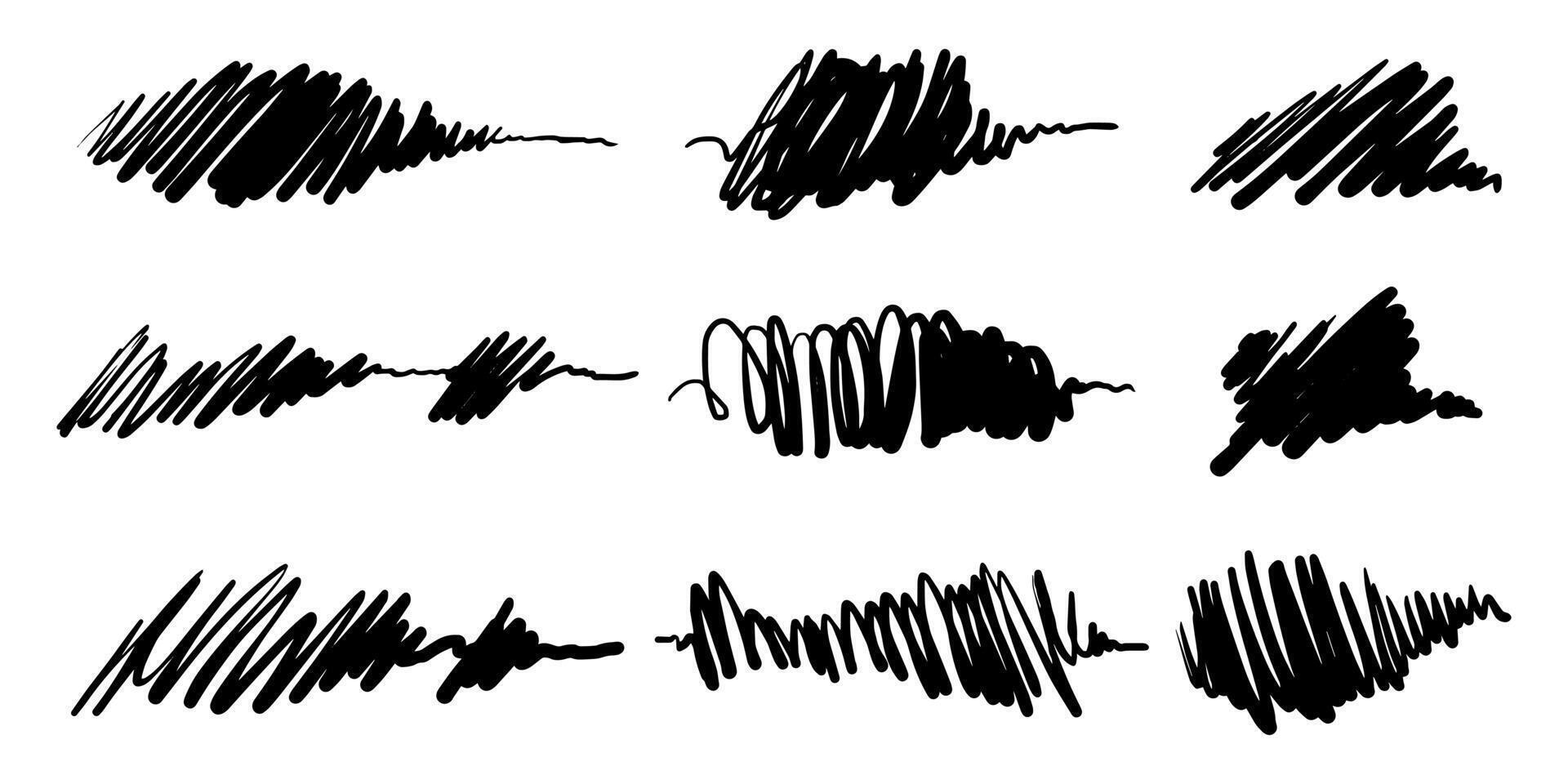 Set of hand drawn lines. Doodle design element with underline, scribble, swashes, swoops. swirl. vector