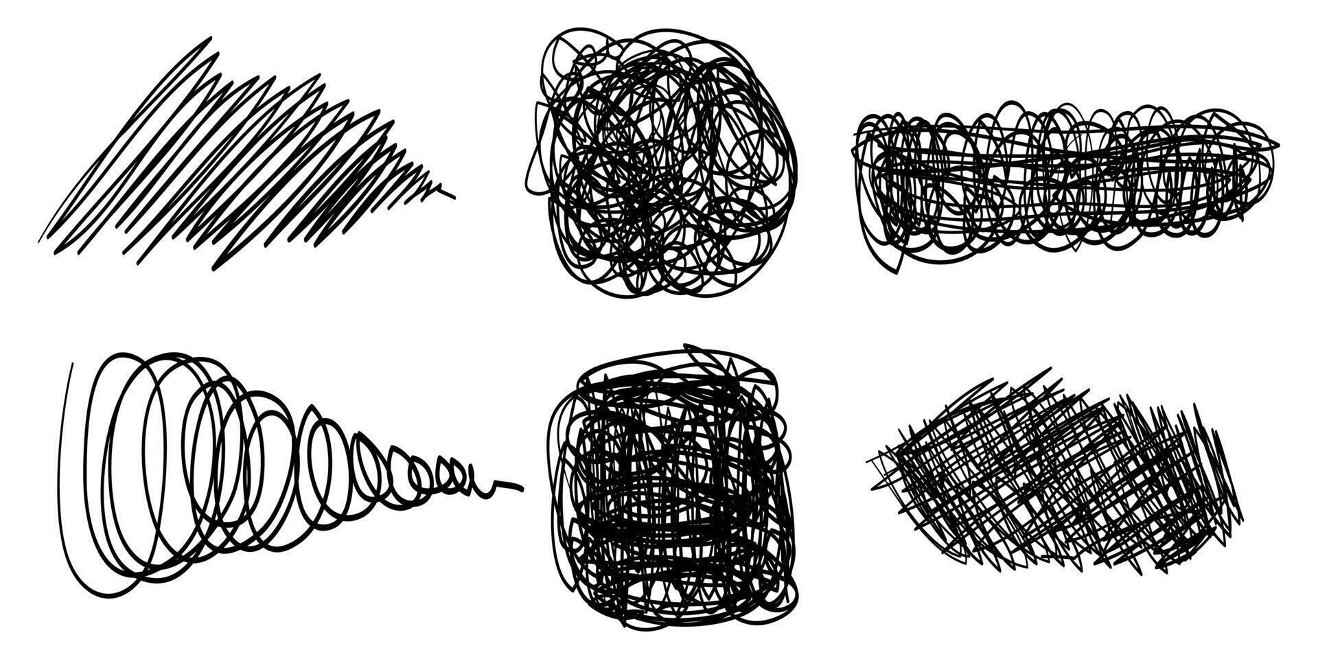 Set of hand drawn scribble sketch circle object. Tangled grungy round scribble isolated on white background vector