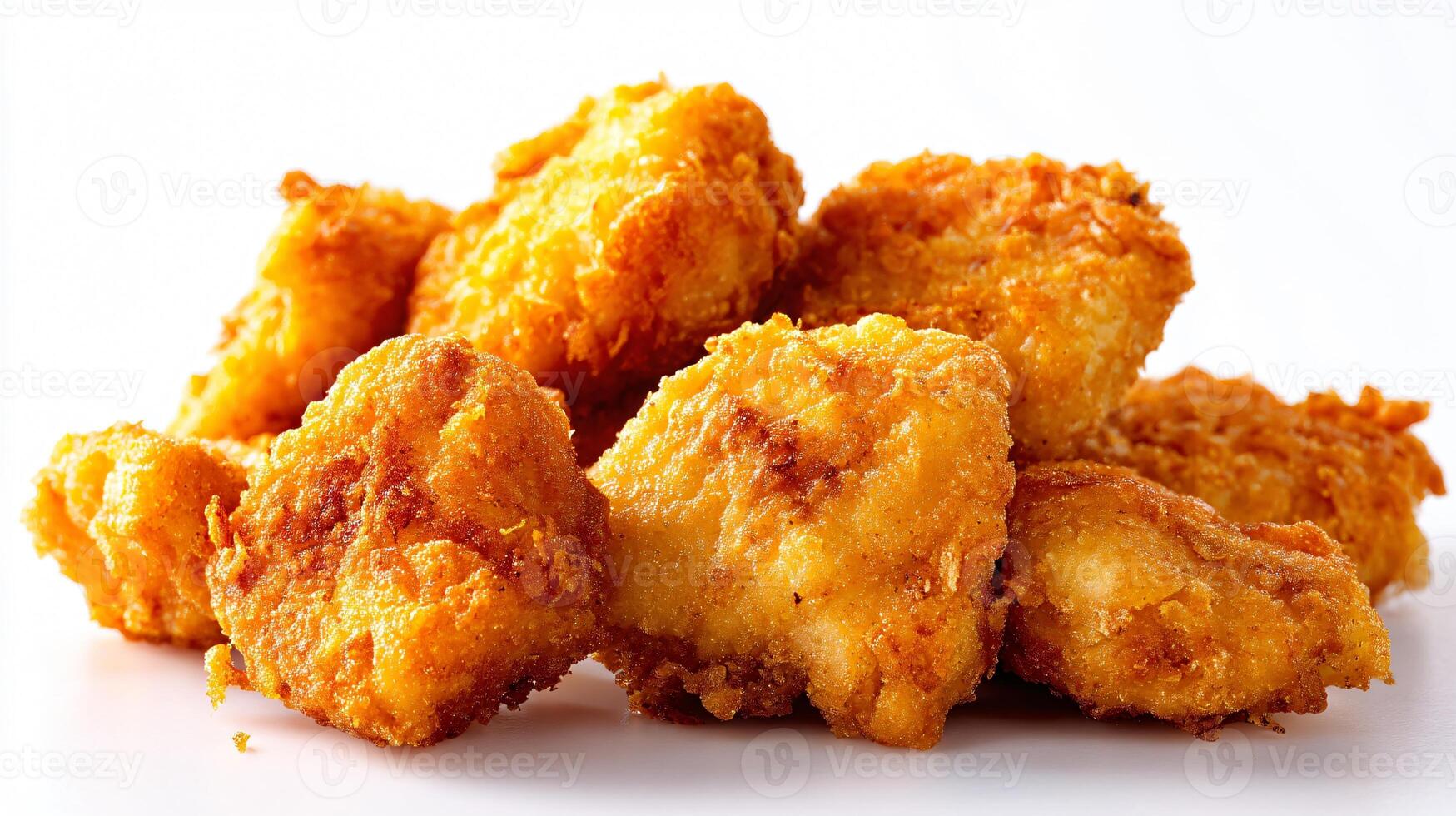 Delicious Crispy Fried Chicken Nuggets on Plate with Copy Space photo