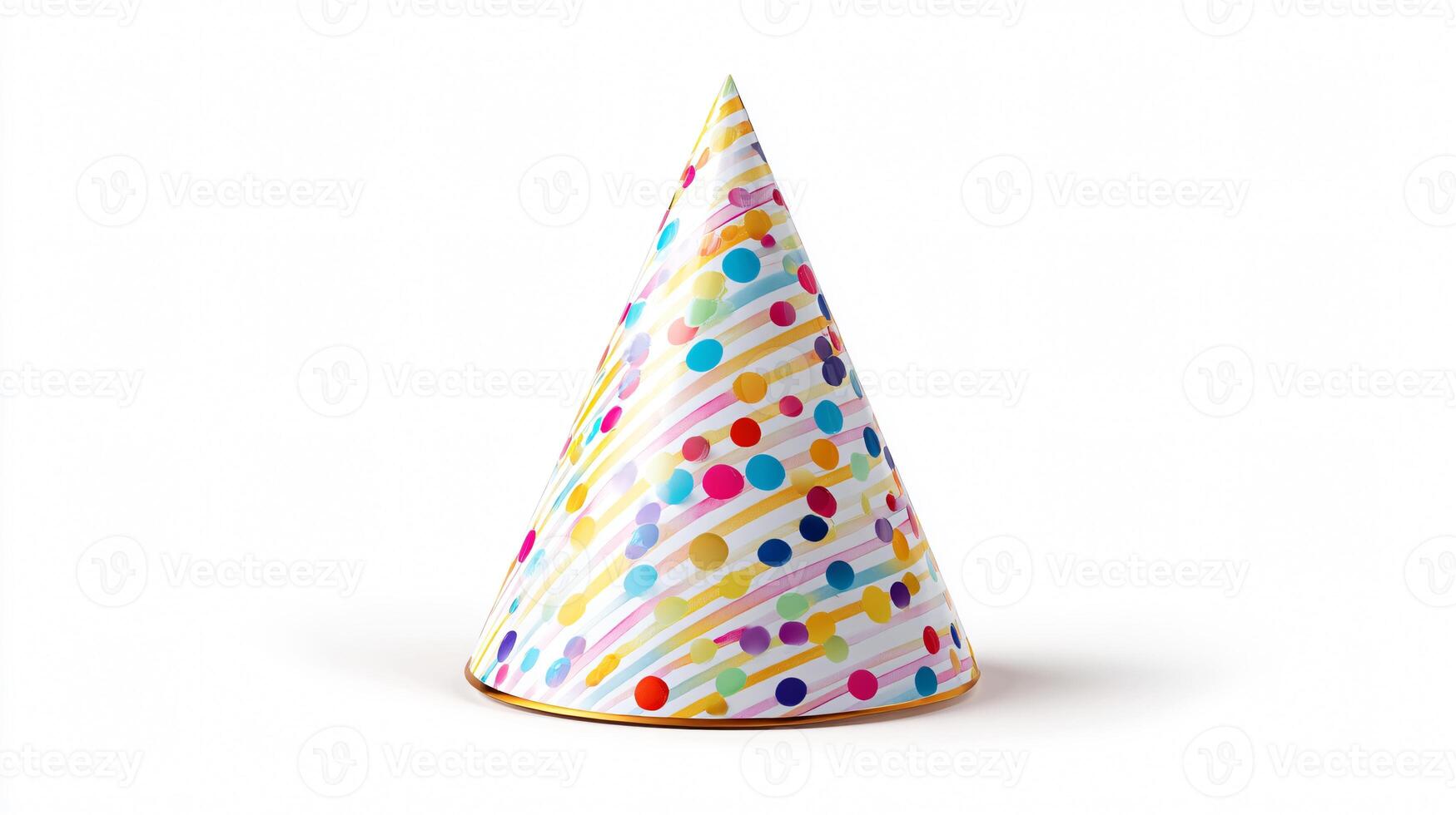 Colorful Birthday Party Cone Hat Isolated on White Background for Celebration Events photo