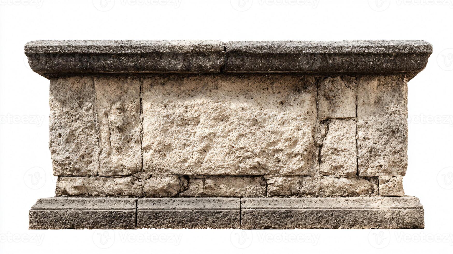 Stone Parapet Isolated on White Background for Architectural Design Projects photo