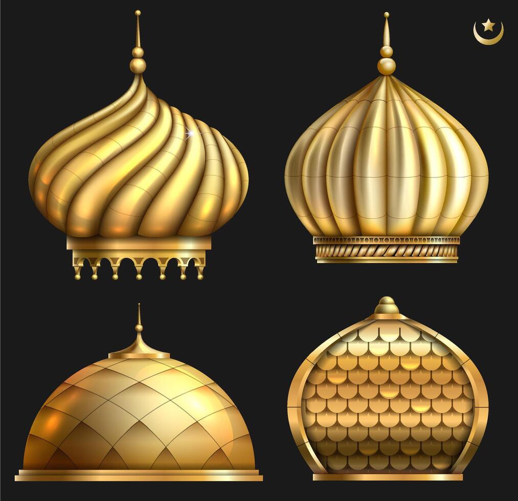 Set of oriental golden domes. vector