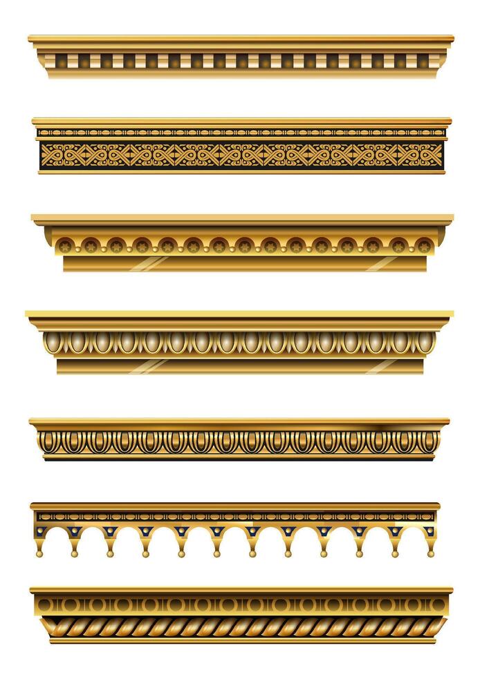 A set of classical gold cornices vector