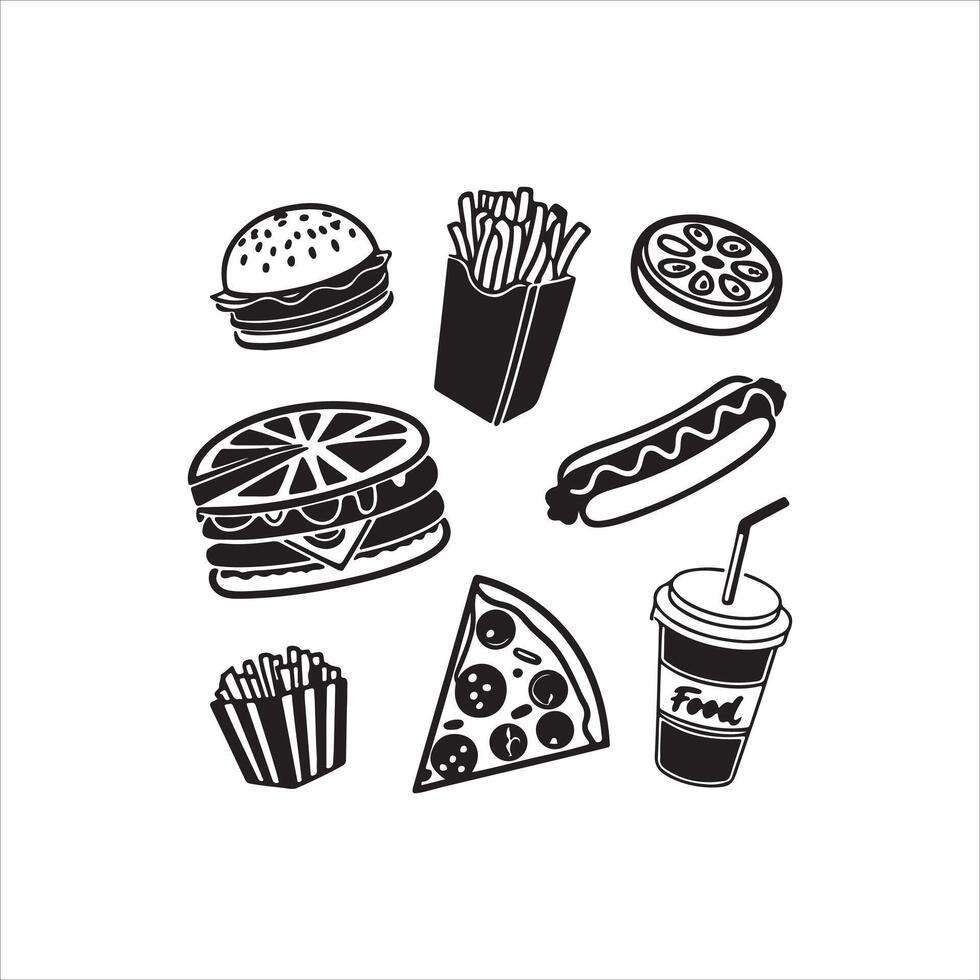 Food Silhouette Clipart Sets vector